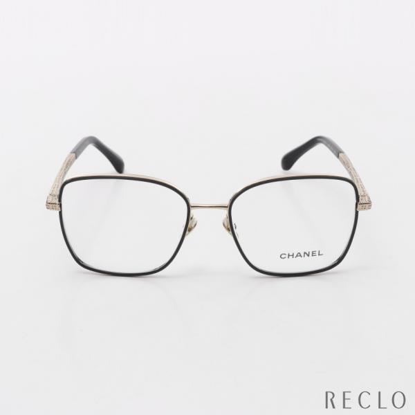 シャネル CHANEL スクエア シェイプ オプティカル メガネ 衣料品 プラスチック / GP レディース ブラック系 / ゴールド系 2216-J 【中古】 CHANEL（シャネル） スクエア シェイプ オプティカル メガネ 眼鏡 GP