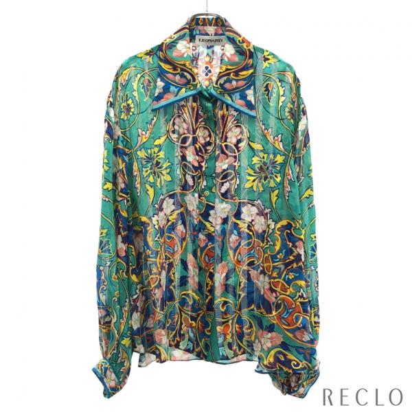 レオナール LEONARD ブラウス ブラウス 衣料品 トップス シルク レディース グリーン系 【中古】 レオナール LEONARD ブラウス シルク グリーン レディース 中古