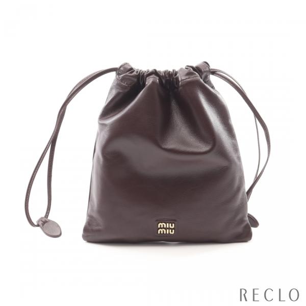 miu miu（ミュウミュウ） miu miu NAPPA ポーチ レザー ダークブラウン