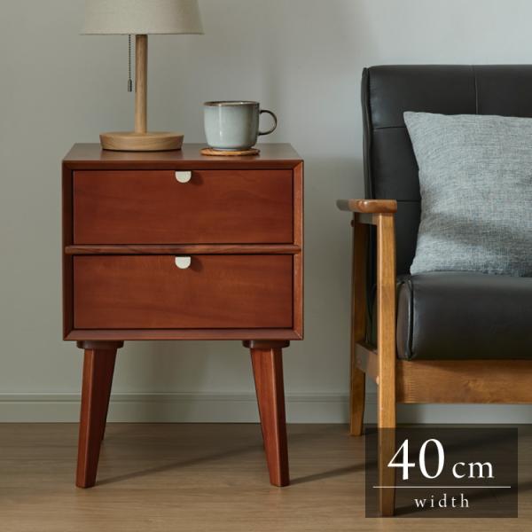 ヴィンテージ クラシカル マホガニー サイドテーブル 引き出し付き ベッドサイド サイドテーブル 幅40cm 北欧 ヴィンテージ 天然木 マホガニー