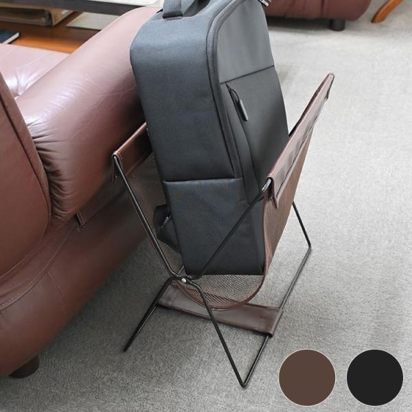 レザー調ハンモック型メッシュバスケット 荷物置き 収納 折りたたみ 省
