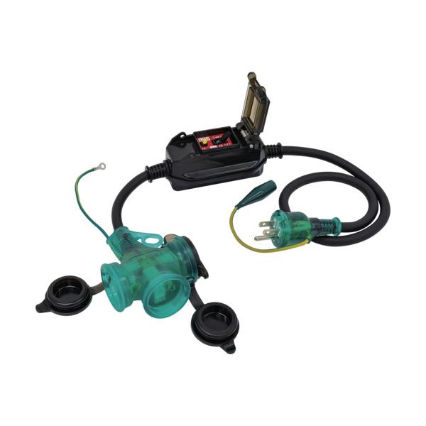 ■NICHIDO 防雨ポッキン延長ブレーカ 過負荷漏電保護兼用 10A〔品番:PBWEKT10AS〕【6987781:0】[店頭受取不可] recommendo_4t-6987781