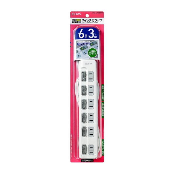 �����d�� ELPA �G���p LED�����v �X�C�b�`�t�^�b�v ��}�� 6�� 3m WLS-LU63EB W