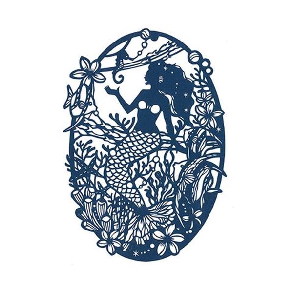 5セット トラストプリンティング 切り絵キット 人魚姫/mermaid-A4blue