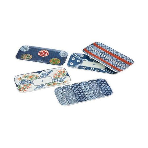 波佐見焼 染錦文様 長角皿5枚揃 K20885815 雑貨 代引不可 : リコメン堂