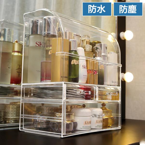 リコメン堂 メイクボックス 大容量 クリア 透明 防水 防塵