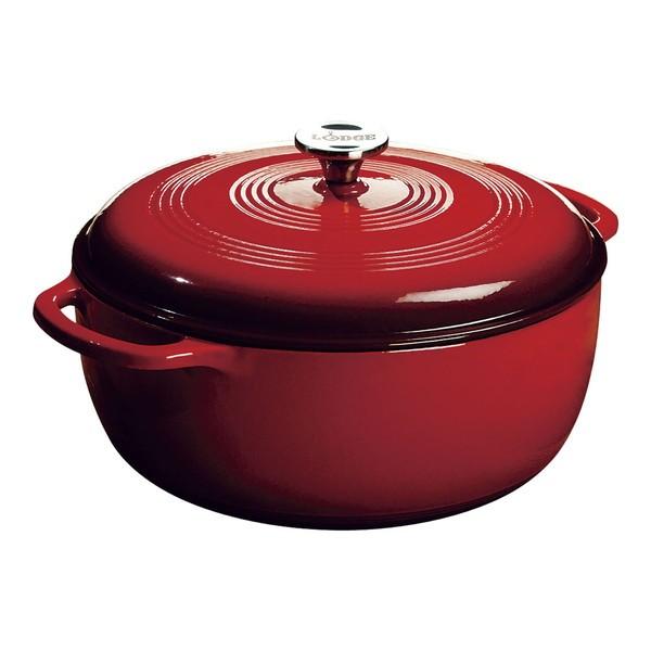 新品同様 ロッジ Lodge エナメルキャセロール 両手鍋 ブルー 3.4L