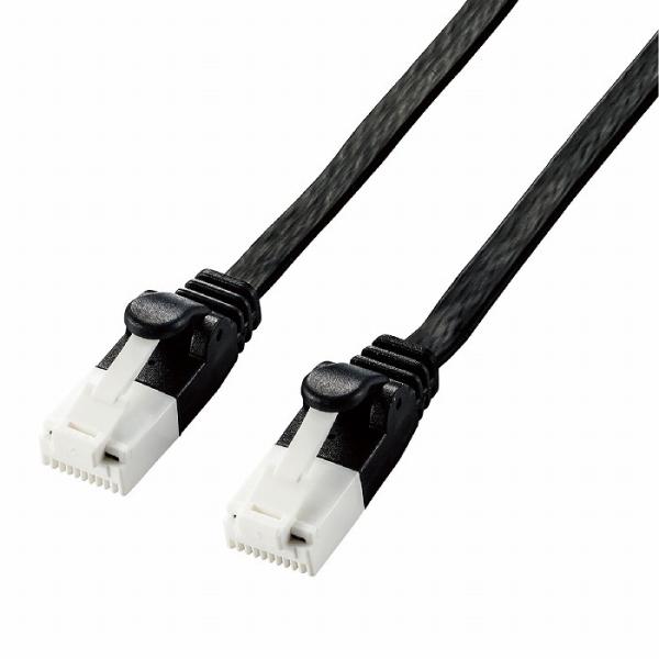 �G���R�� LAN�P�[�u�� Cat6A �c�����܂�Ȃ� �t���b�g 7m �u���b�N RJ45�R�l�N�^ 10Gbps RoHS�w�ߏ��� 10���� LD-GFAT/BK70 ����s�� ���[���ցi�l�R�|�X�j