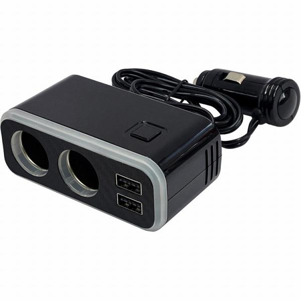 んちゃ　BOX2つ カシムラ 2連Sソケット2USB-4.8Aレインボー KX-236 代引不可