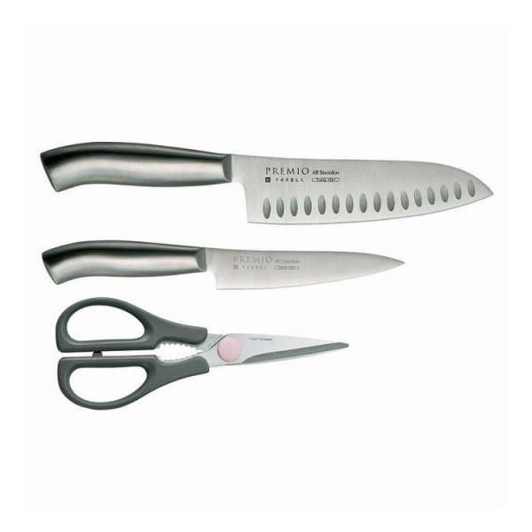 包丁&キッチンハサミ 3点セット オールステンレス プレミオ 31813