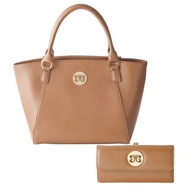 トートバッグ&口金付き長財布 ベージュ ハナエモリ ブランドバッグ