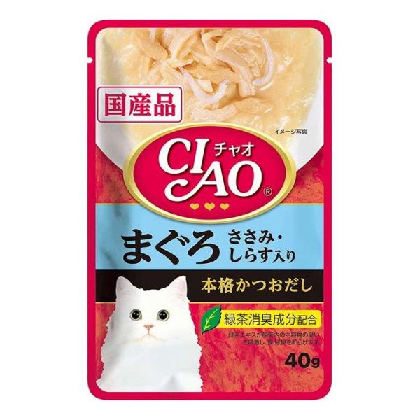 いなばペットフード CIAO チャオ パウチ まぐろ ささみ・しらす入り キャットフード ウェット 40g ×24個
