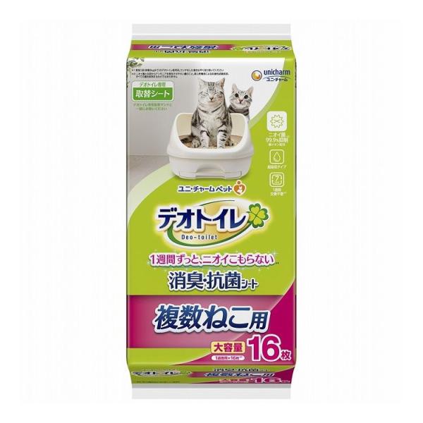 ユニチャーム デオトイレ 複数ねこ用 消臭・抗菌シート 16枚