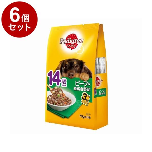 他サイト： 6個セット ペディグリー 14歳から用 ビーフ&amp;緑黄色野菜 70g×3袋の商品画像