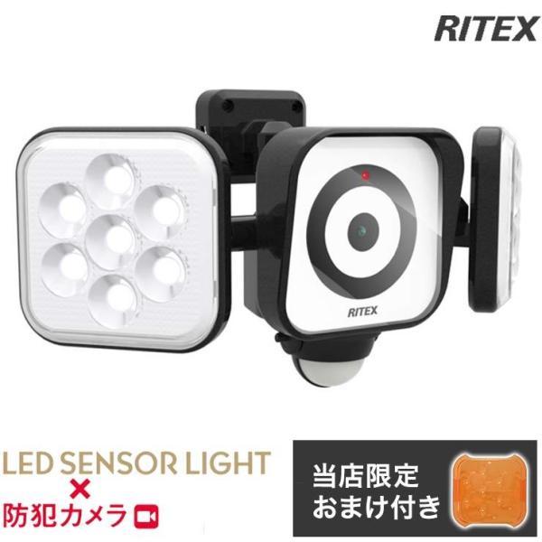 RITEX LEDセンサーライト防犯カメラ(8W×2灯) 防雨C-AC8160 RITEX LED センサー ライト 屋外 8W×2灯式 コンセント式 防犯カメラ