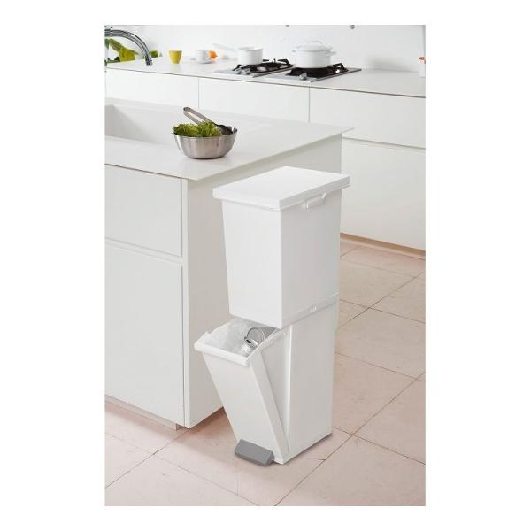 他サイト： トンボ ネオカラー分別スリムペダル2段 ホワイト ごみ箱 2段式 代引不可の商品画像