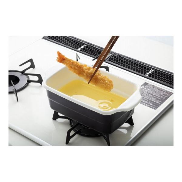 ホーロー 天ぷら鍋 角型 四角い 天ぷらなべ IH 対応 ガス火 OK 琺瑯