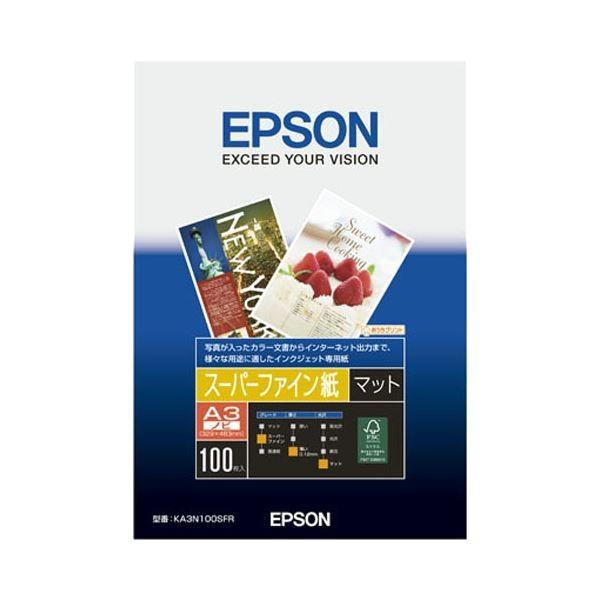 (まとめ) エプソン EPSON スーパーファイン紙 A3ノビ KA3N100SFR 1箱（100枚） 〔×5セット〕 代引不可