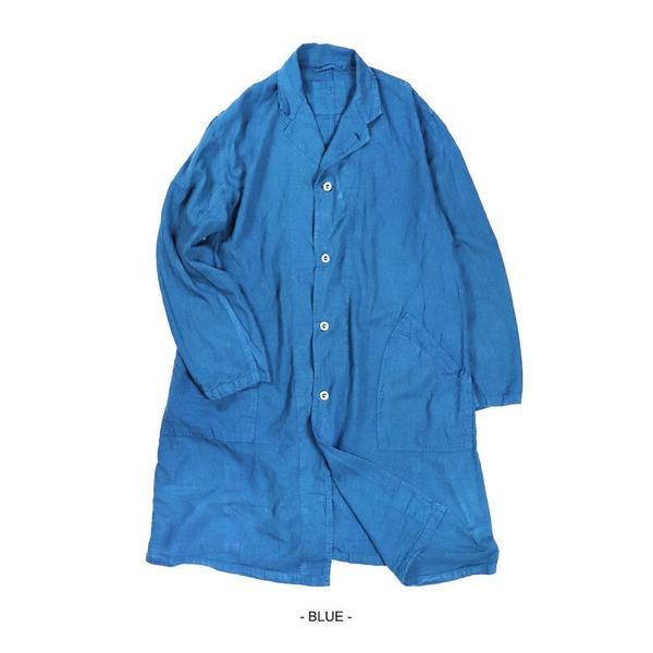 フランス軍タイプ麻綿混ワークコート ミッドナイトブルー 1（レディースフリーサイズ） 【北海道・沖縄・離島配送不可】 フランス軍タイプ麻綿混ワークコート ミッドナイトブルー 1