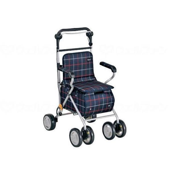 【値下げしました！】幸和製作所 テイコブST07 格子紺 シルバーカー 説明書付きNo2507 幸和製作所 スタンダードタイプシルバーカー テイコブST07 格子紺 代引