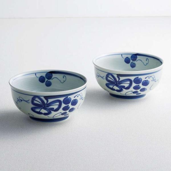 波佐見焼 古染青磁ぶどう絵 多用丼2P 009-439M 代引不可 : リコメン堂