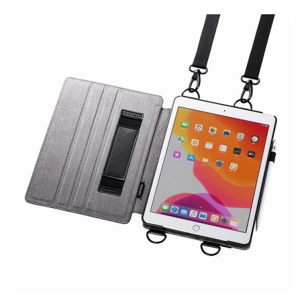 iPad 10.2�C���` �X�^���h�@�\�t���V�����_�[�x���g�P�[�X PDA-IPAD1612BK ����s��