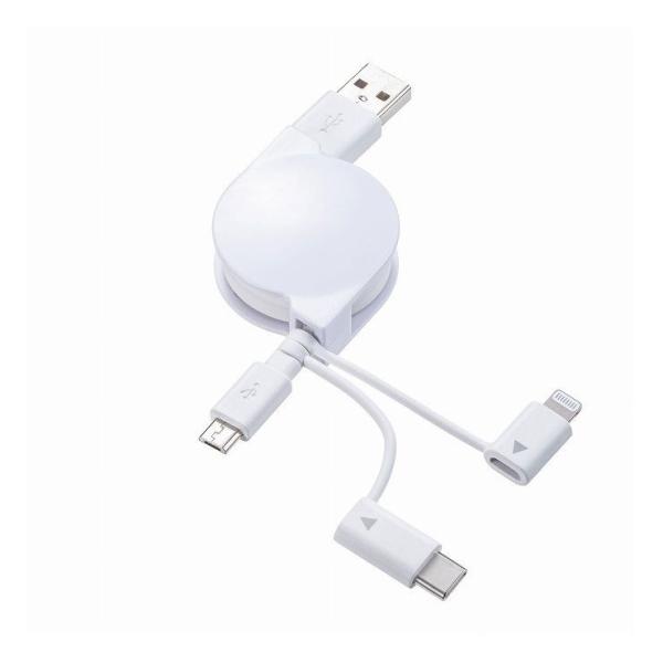 �T�����T�v���C ���C�g�j���O�ETypeC�EmicroB ���惊USB 3in1 �P�[�u�� 0.8m KB-IPLTM08KW ����s��