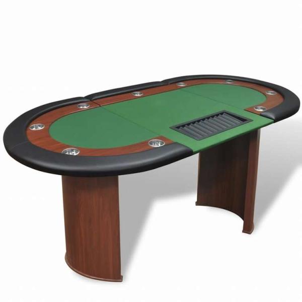 vidaXL 10人用ポーカーテーブル ディーラーエリア チップトレイ付き