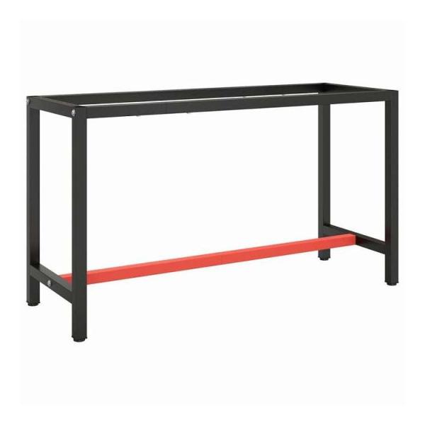 vidaXL ワークベンチフレーム マットブラック マットレッド 140x50x79 cm メタル 家具 テーブル用品 テーブル脚 代引不可