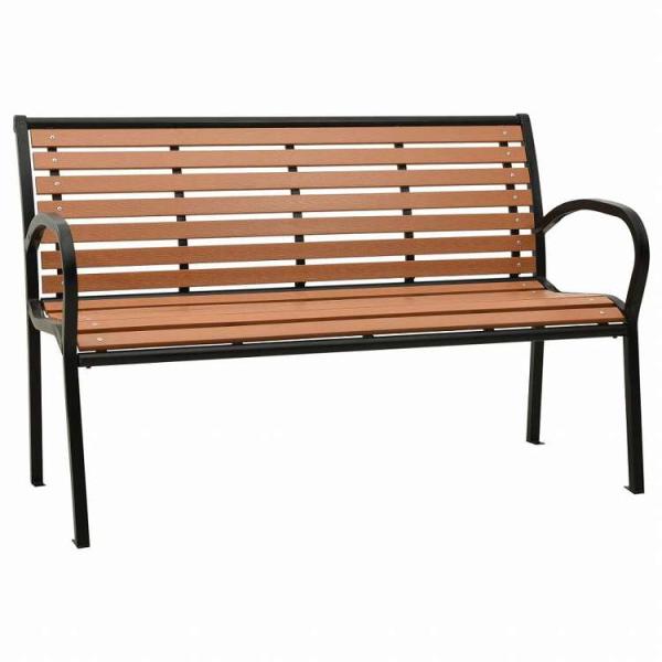 vidaXL ガーデンベンチ 116 cm スチール WPC ブラック ブラウン家具 アウトドア家具 屋外椅子 アウトドアベンチ 代引不可