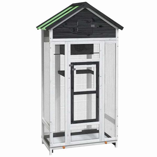 vidaXL バードハウス グレー 91.5x53x170cm 無垢材パイン動物 ペット用品 ペット用品 鳥用品 取りかご・スタンド灰色 代引不可