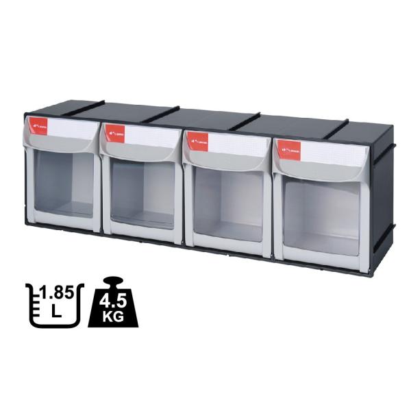 ・細かいパーツを簡単に出し入れできる引き出し。・同じシリーズで繋げて使うことも可能です。【メーカー】SHUTER シューター【型番】FO-604【サイズ】603W×167D×203H mm【カラー】本体 色：ブラック引出 色：グレー【重量】...