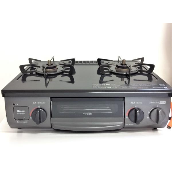 送料無料！21年製！グリル未使用！KG34NBKRリンナイプロパン用ガスコンロ 訳あり未使用】リンナイ プロパンガス KG34NBEL(LPG)