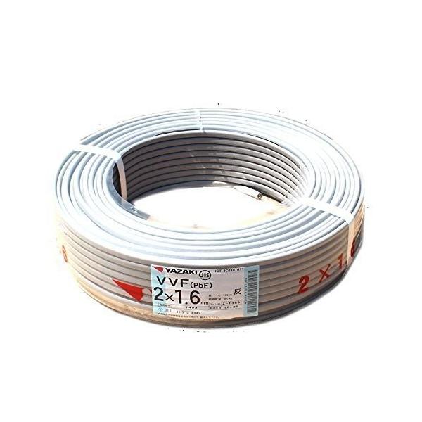 矢崎 VVFケーブル 1.6mm×2芯 100m巻 (灰色) VVF1.6mm×2C×100m YAZAKI :pc-cable