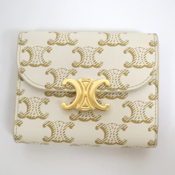 CELINE】セリーヌ スモールウォレット トリオンフ ホワイト×タン  