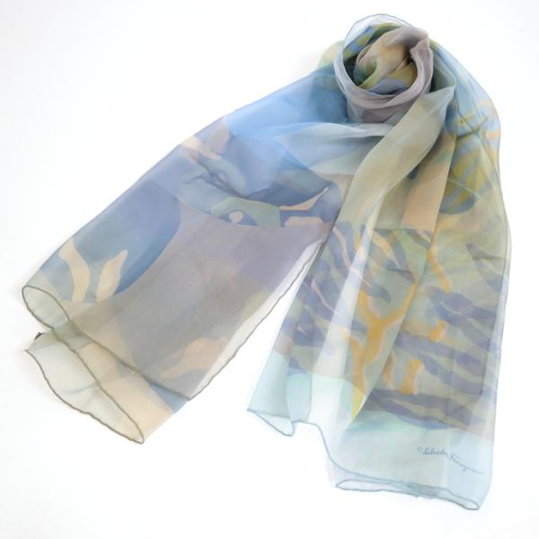 【美品】Salvatore Ferragamo フェラガモ　ストール　ネイビー 楽天市場】フェラガモ ストールの通販