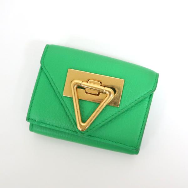 VENETA レザー BOTTEGA グリーン 三つ折り財布 VENETA レザー BOTTEGA グリーン 三つ折り財布