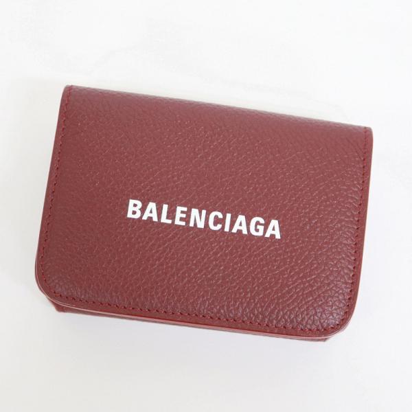 BALENCIAGA】バレンシアガ 3つ折りコンパクト財布 ボルドー レザー  