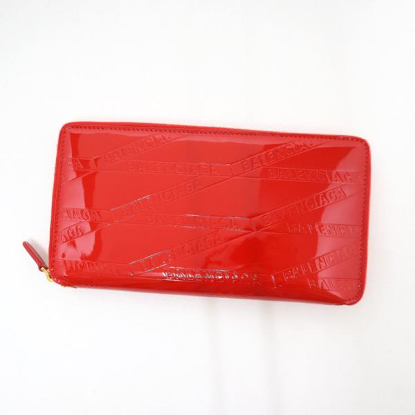 BALENCIAGA】バレンシアガ 長財布 パテント レザー レッド×ゴールド