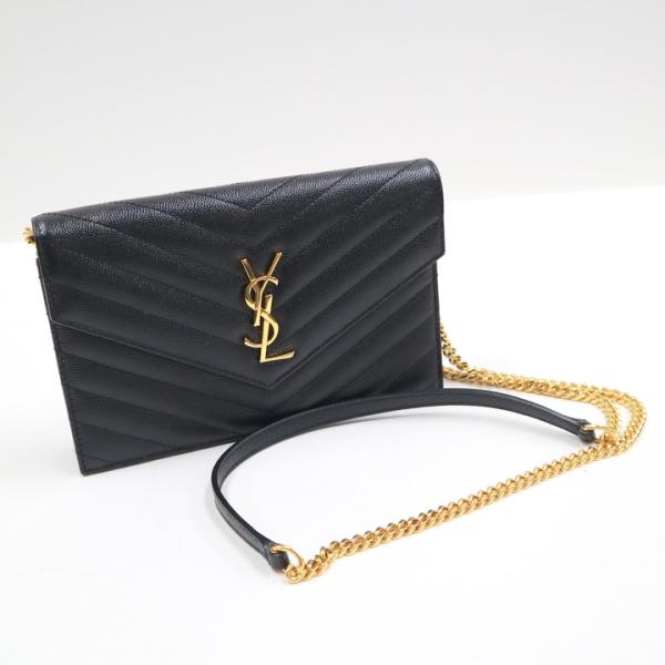 NR52　kr17368tm【Yves Saint Laurent】チェーンウォレット　Vステッチ Yves Saint Laurent】イヴサンローラン チェーンウォレット Vステッチ