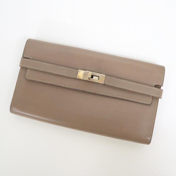 HERMES】エルメス ケリーウォレット 長財布 トープ×シルバー金具  