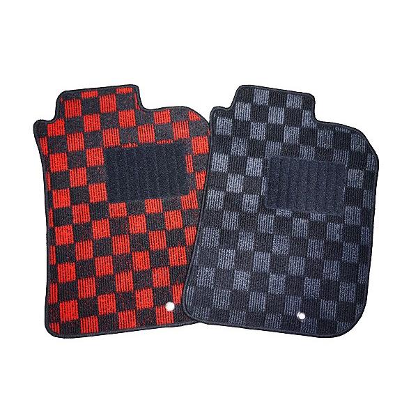カーマット スバル プレオプラス 専用 新品 フロアマット カーマット チェック赤黒/チェック灰黒 レッド/ブラック/グレー/柄 内装（国内産）