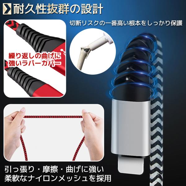 Iphone 充電ケーブル 充電器 ライトニング 急速充電 Iphone12 Lightning スマホ 1m 携帯 3本セット コード 63 以上節約 断線防止 純正品質 ケーブル 2m