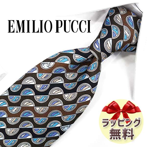 美品 ネクタイ エミリオ・プッチ EMILIO PUCCI 幾何学模様