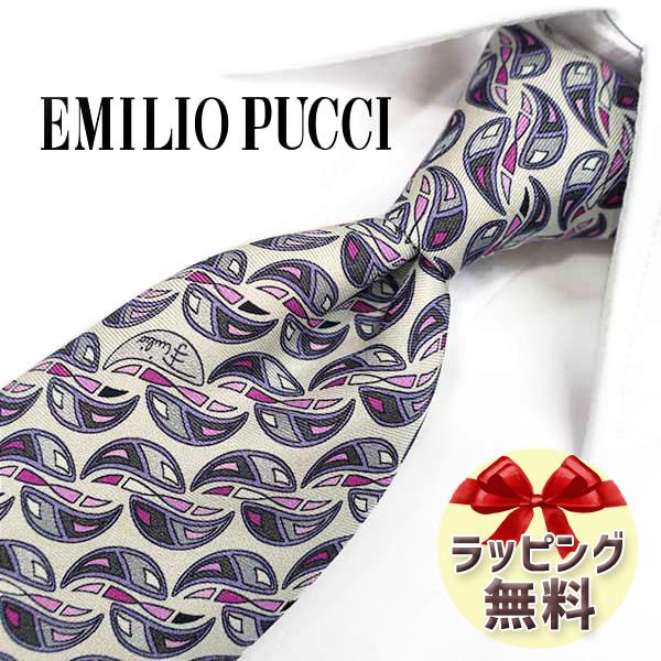 エミリオプッチ ネクタイ EMILIO PUCCI EP62 オフホワイト/ピンク 8.5 