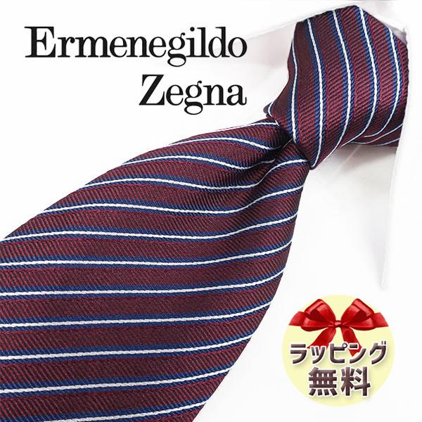 新品未使用 エルメネジルドゼニア ネクタイ ネイビー ZEGNA（ゼニア） エルメネジルド ネクタイ ボルドー/ネイビー EZB113
