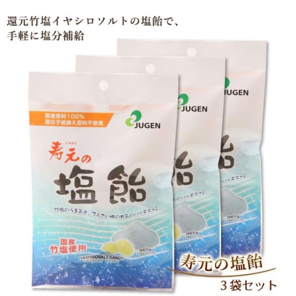 寿元の塩飴  60g×3袋セット 国産原料100% 無添加 塩あめ 塩分補給 熱中症対策 個包装 国産 竹塩 塩飴 飴 あめ アメ キャンディ あ