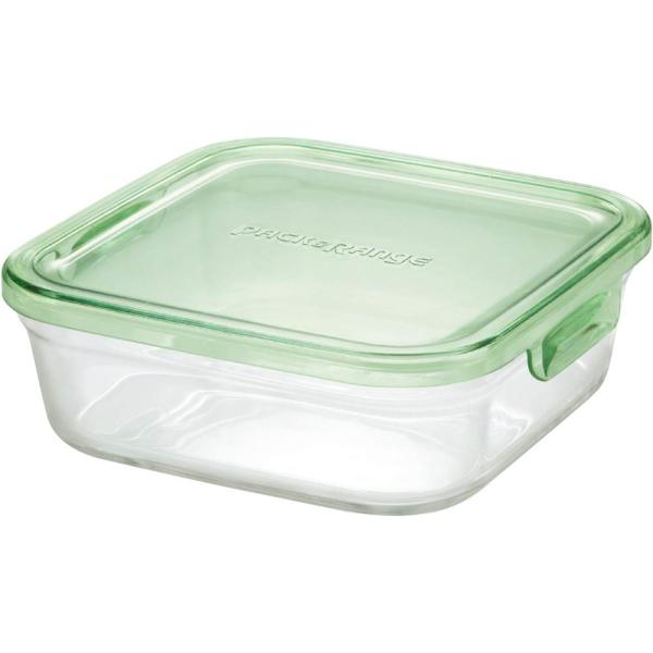 iwaki イワキ 耐熱ガラス 保存容器 グリーン 角型 M 800ml パック&レンジ KC3247N-G