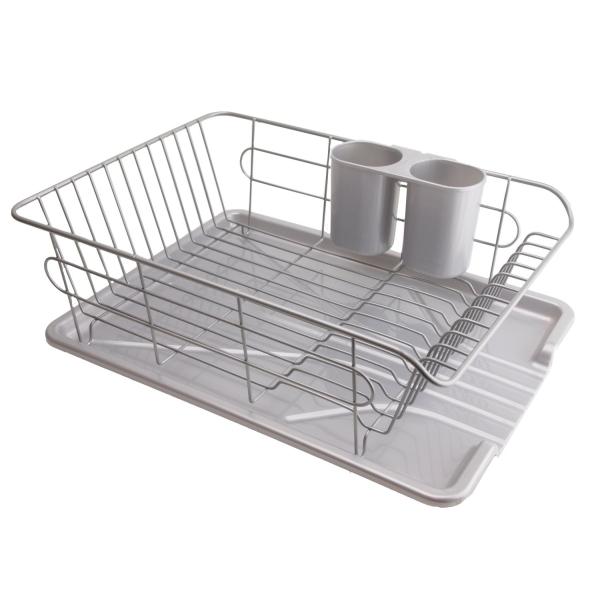 パール金属 食器 水切り かご 水が流れる トレー付 ヨコ置き タイプ グレー アルデオ H-5687