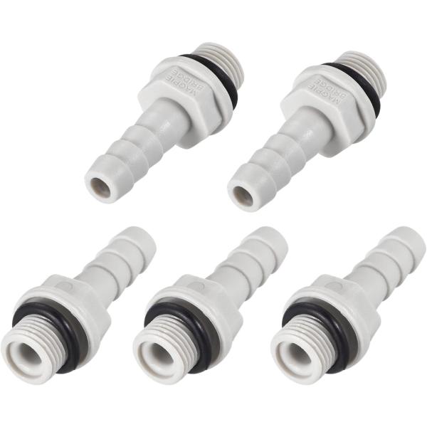 M METERXITY 5個 バーブ ホース継手 PVCパイプコネクタ 水 空気の輸送用 機械 産業用 6 mmバーブx3 mm Gオスねじ グレー